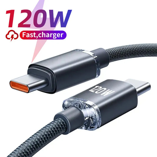 120W USB Type C to Type C Cable for iPhone 15 Pro Max PD Fast Charging USB-C Data Cord for Xiaomi 13 Oneplus POCO OPPO Samsung